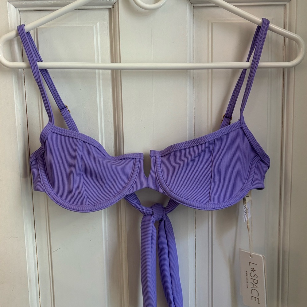 L*SPACE Ribbed Hunter Bikini Top - Wisteria, small (NEW)